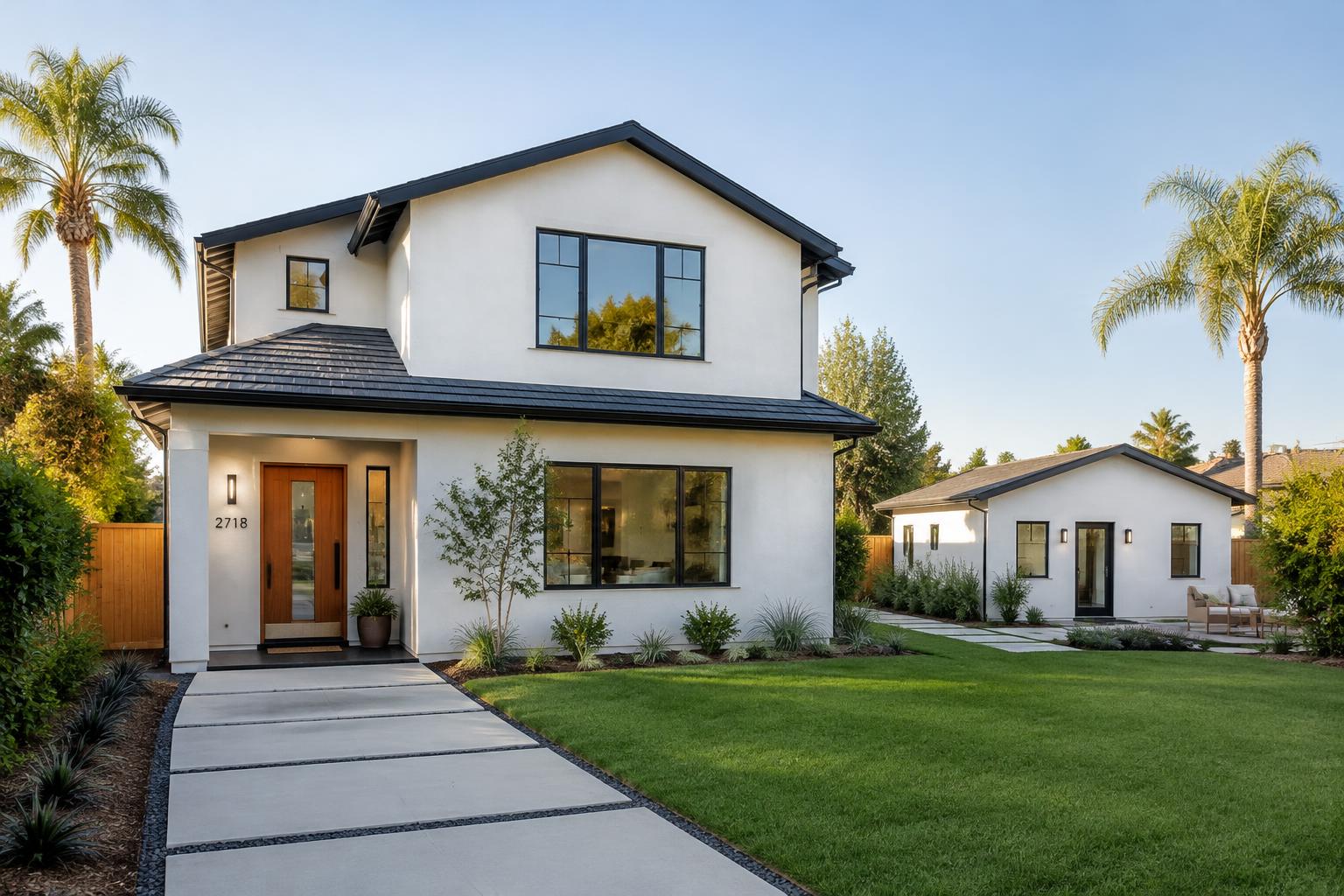 Modern Southern California home with a backyard ADU